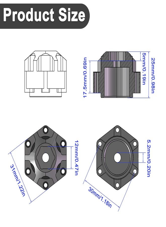 LRFHL 1/10 6x30 to 12mm Aluminum Hex Adapters 17.5mm Thickness for 1/10 Pro-Line Racing 6x30 to 12mm PRO633701 PL28 MX28 Wheel Hex Hub Adapter Upgrade Parts (Black) - Image 5